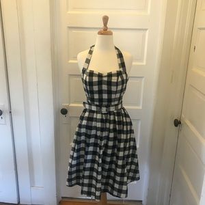 Sweetheart halter gingham sundress, circle skirt